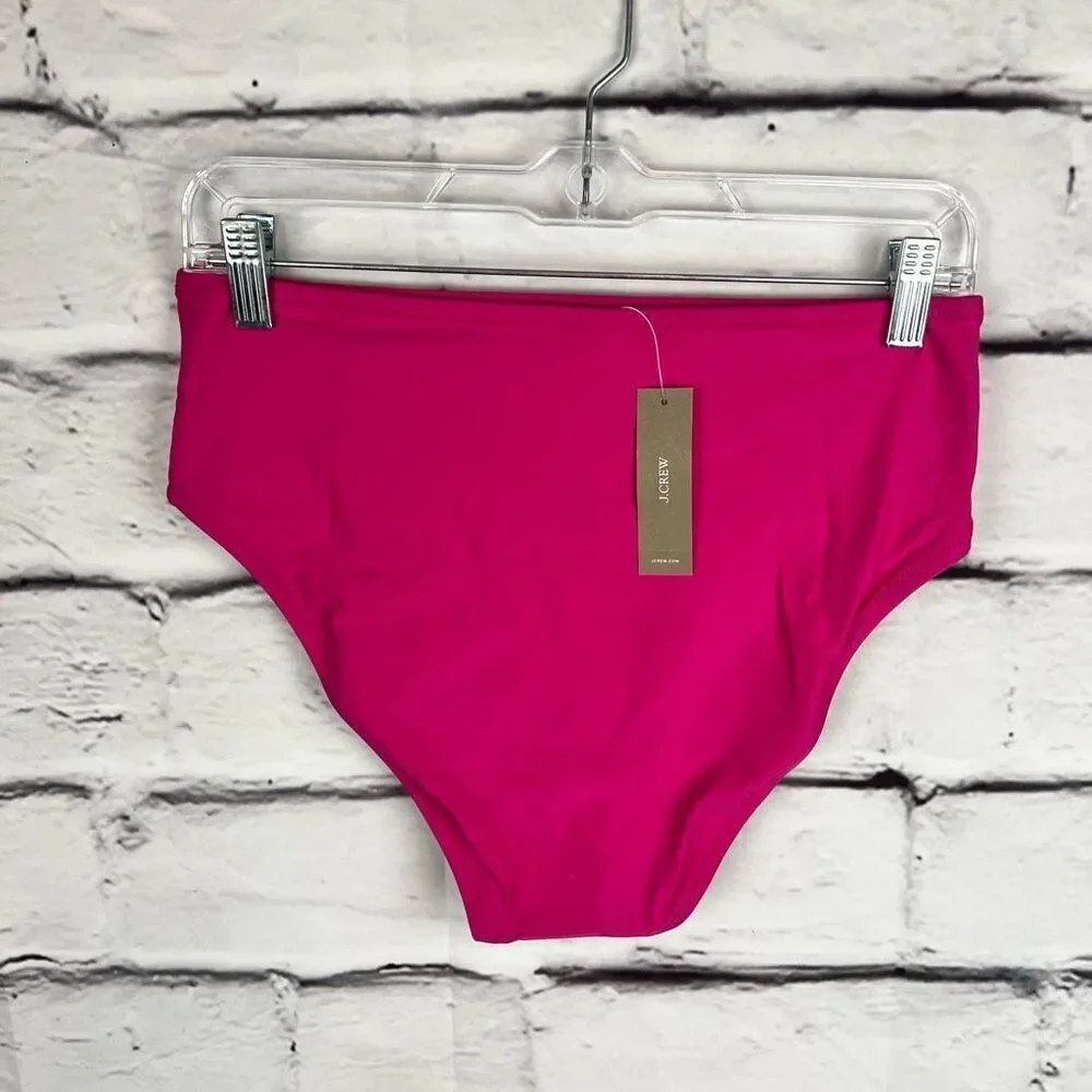 J.Crew Women's High-Rise Bikini Bottom Pink Size S Full Coverage‎